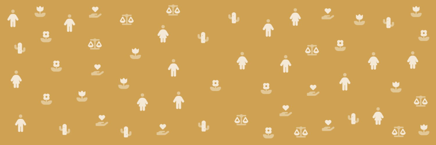 Illustration of equity icons on a brown background