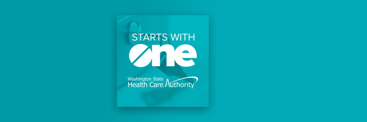 BH: Starts With One campaign (banner) White Starts With One logo over a lockbox with the key in the keyhole with a teal blue fade.