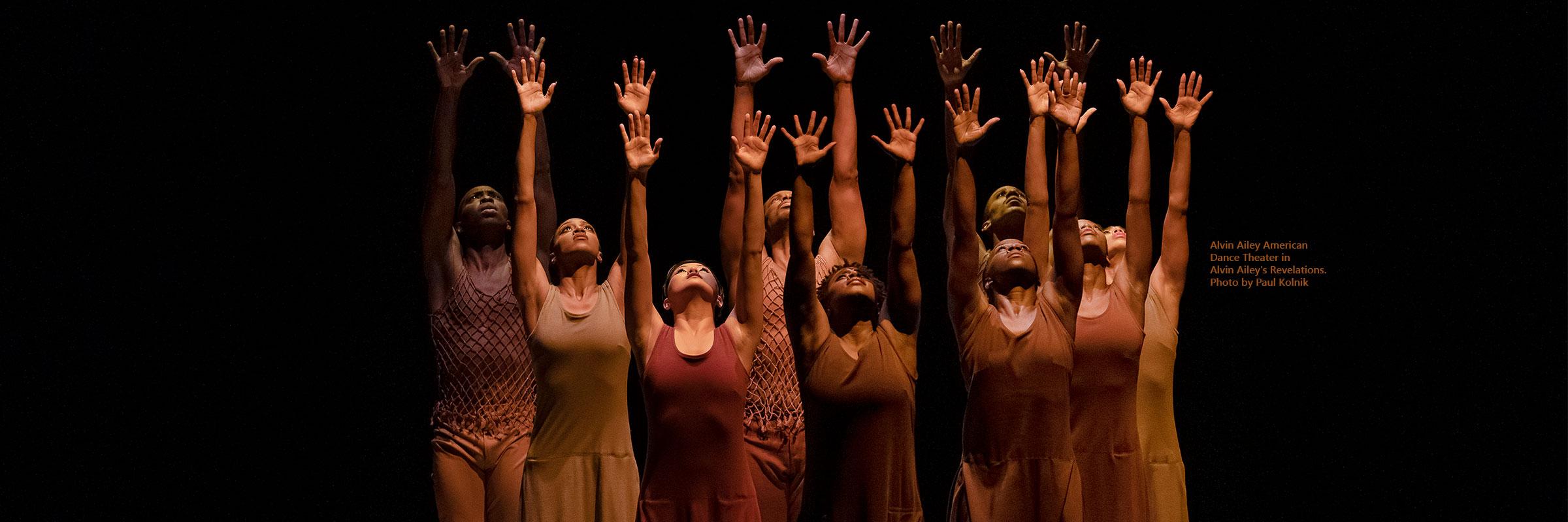 The Alvin Ailey American Dance Theater in a still from Alvin Ailey's Revelations. Photo by  Paul Kolnik.